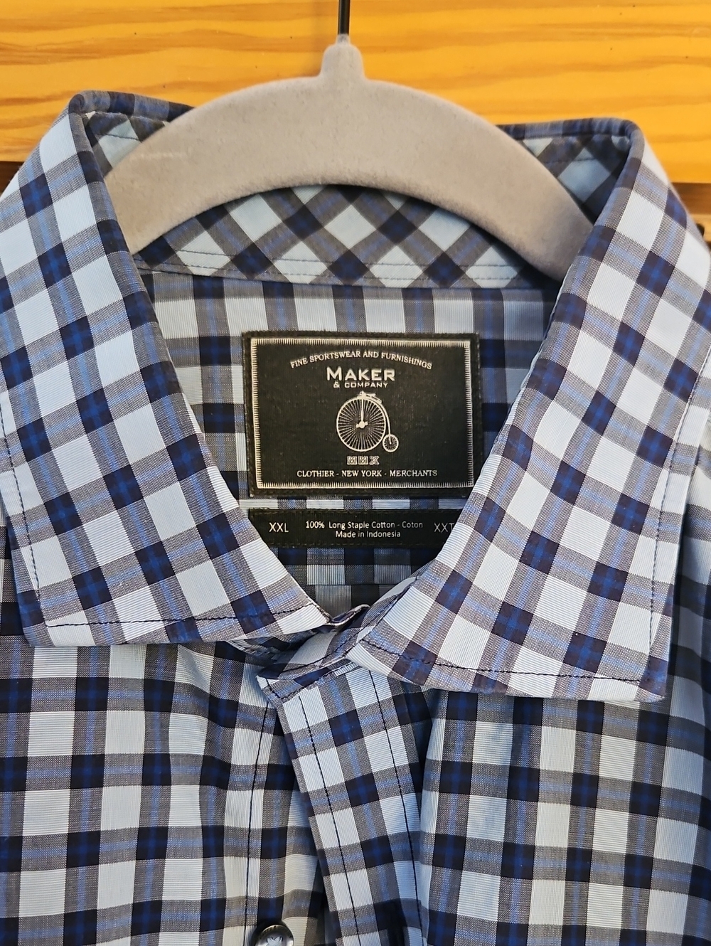 Men's Blue Plaid Button-Up Shirt